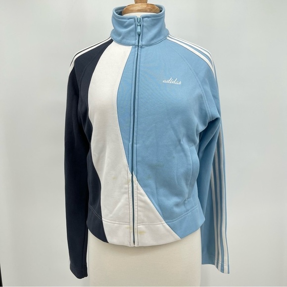 Adidas Blue Track Jacket Size Large FLAWED Adidas Blue Jacket - Picture 4 of 11